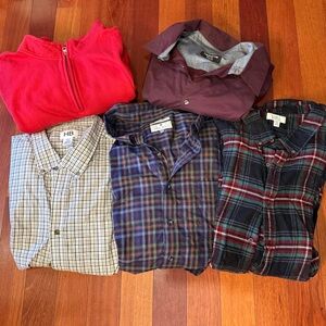 Men's Big and Tall 4XLT/4XL Plaid/Solid Shirts Bundle Long Sleeve Button Down